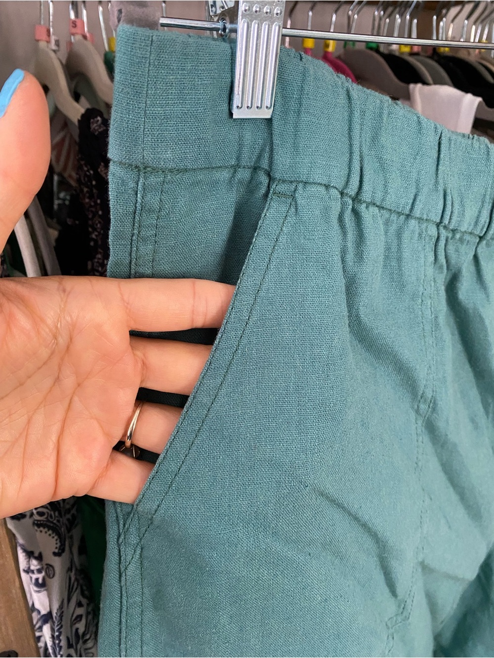 J.CREW Teal Green Linen-Blend Women’s Casual Shorts! 🐚 - Picture 8 of 14